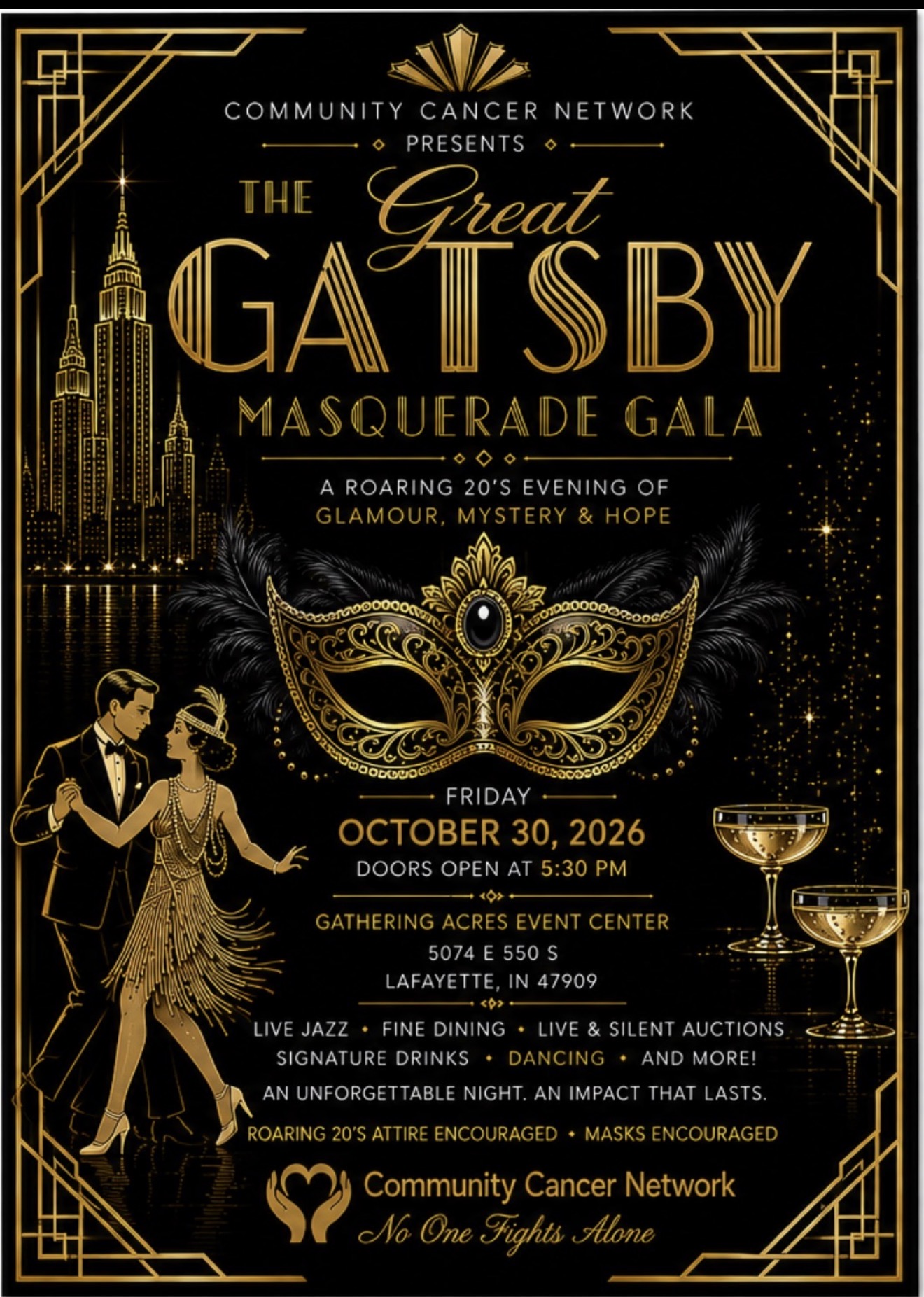 2026 Gatsby Roaring 20's Masquerade Ball Gala poster